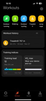 Workout data sample