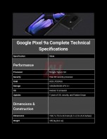 Google Pixel 9a leaked spec sheet