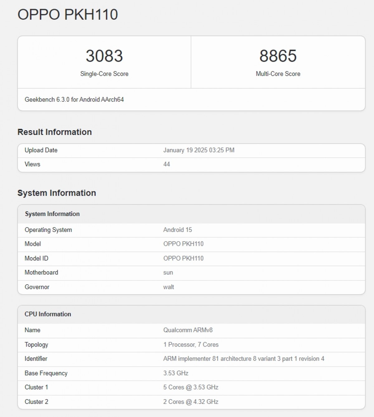 Oppo Find N5 on Geekbench