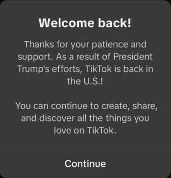 Notifications from TikTok app after ban