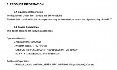 FCC docs on the Galaxy A56: connectivity