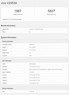 vivo V2453A, possibly the iQOO Z10 Turbo Pro, with a Snapdragon 8s Elite chipset