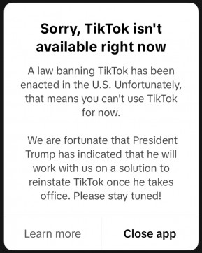 Notifications from TikTok app during ban