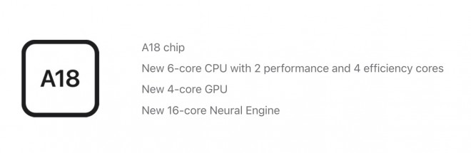 iPhone 16e A18 chip specs