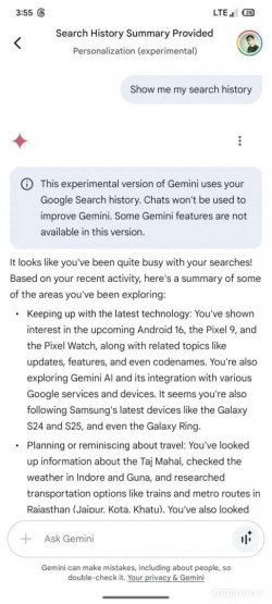 Gemini Personalization model