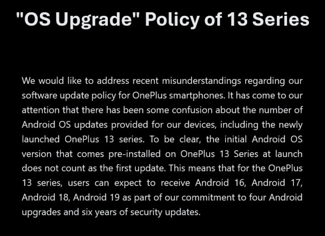 OnePlus confirms the update policy for 13 and 13R